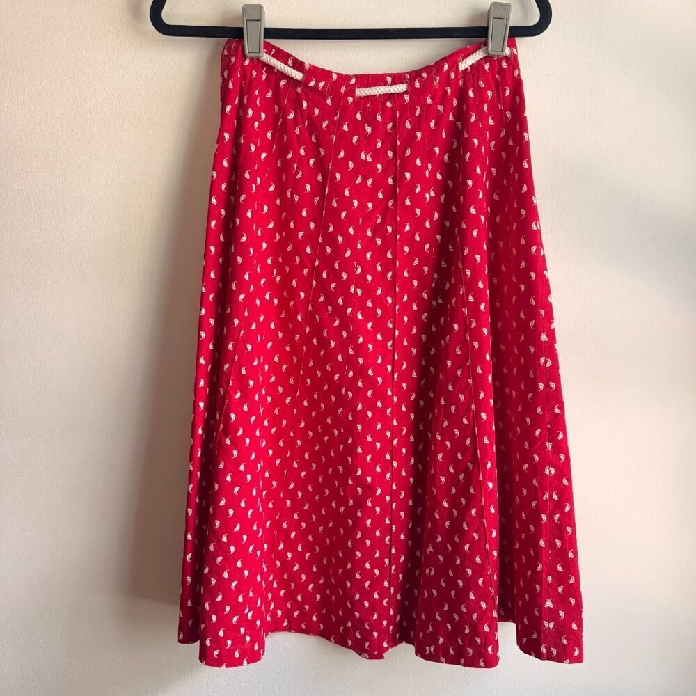 Vintage 70s Century Boston Sailboats Button Front Midi Skirt Size 10 Cottagecore - Picture 10 of 10